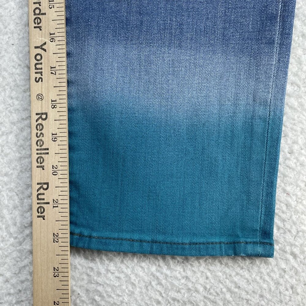 Chicos So Slimming US Size 8 Girlfriend Slim Leg Crop Blue Tie Dye Jeans 29x22 - Picture 7 of 12